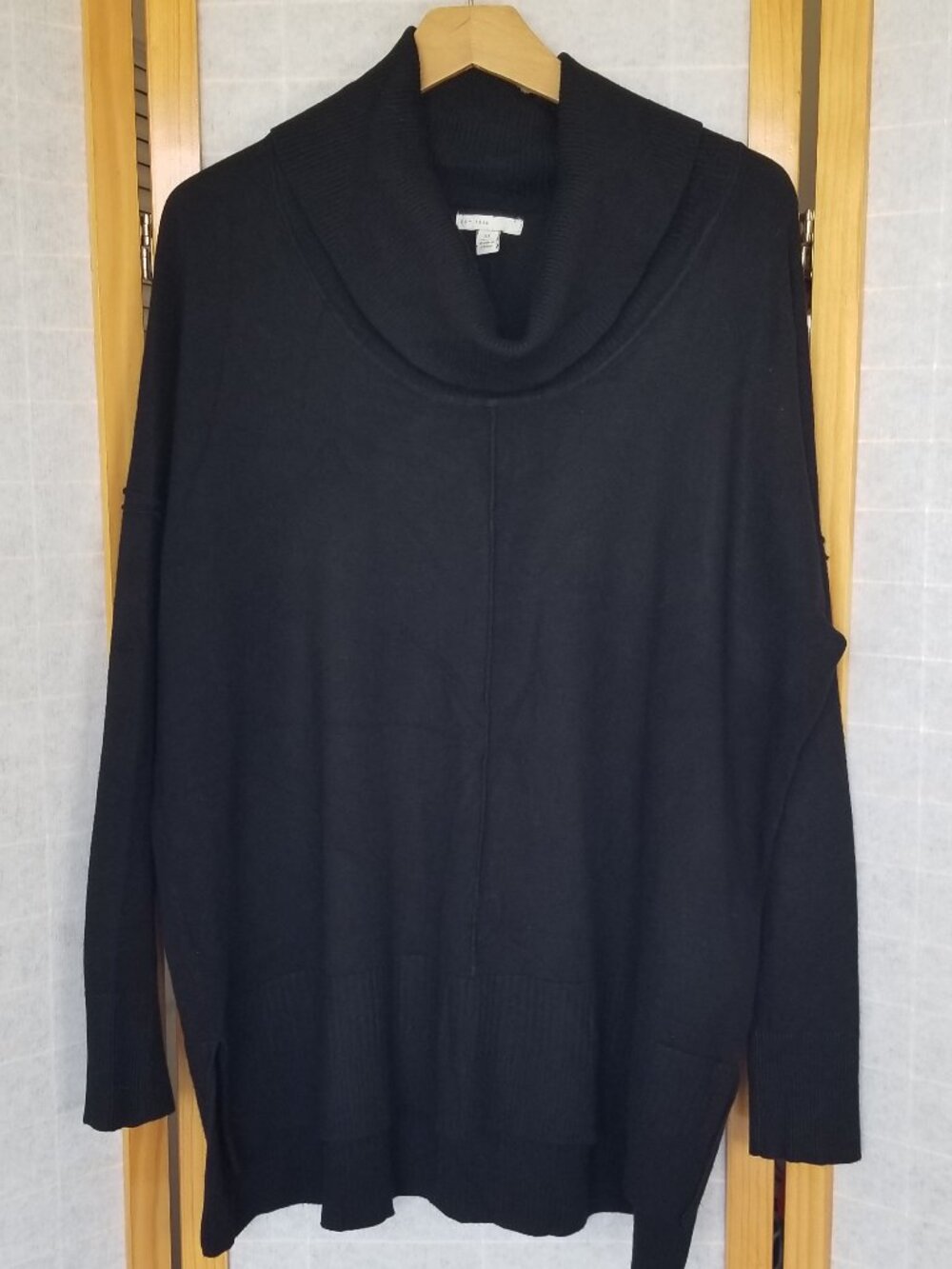 Black Cowl Neck Sweater Relaxed Fit Long Sleeves Cato Size XL